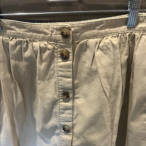 J Crew Beige and Pink Button-Down Linen Cotton Blend Skirt Size Medium - Picture 4 of 11